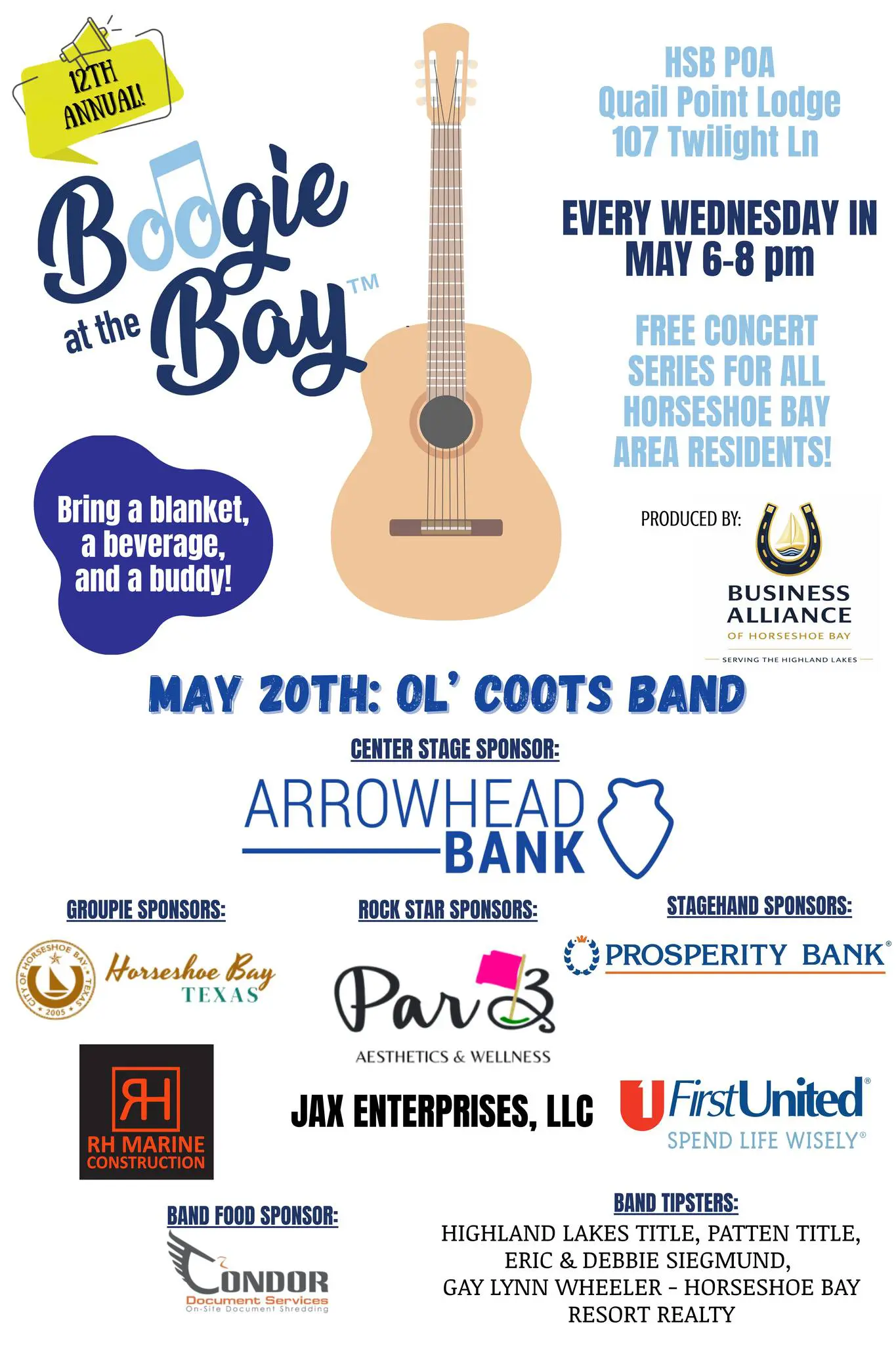 Boogie at the Bay concert poster with guitar